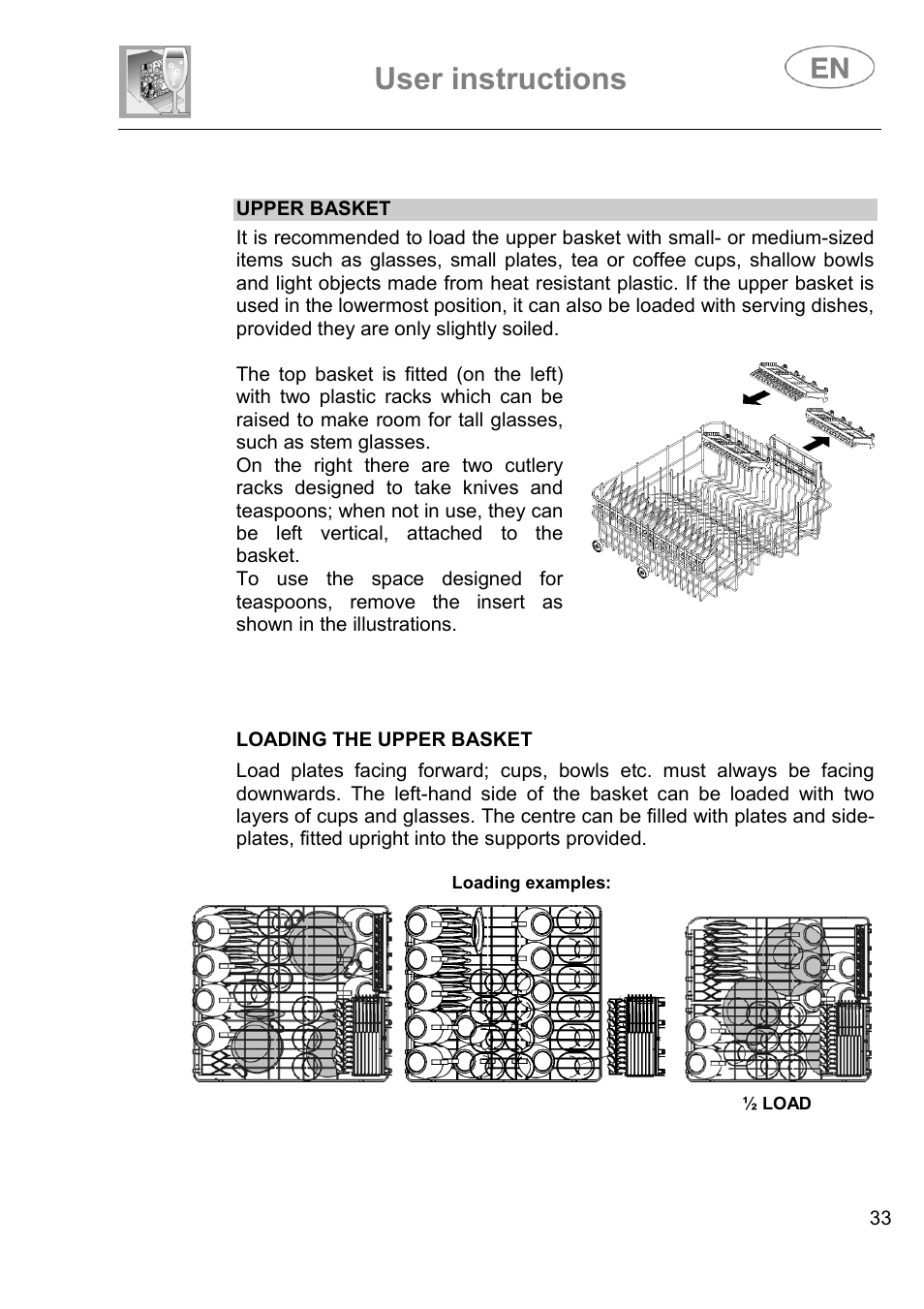 User instructions | Smeg DI614H User Manual | Page 33 / 45