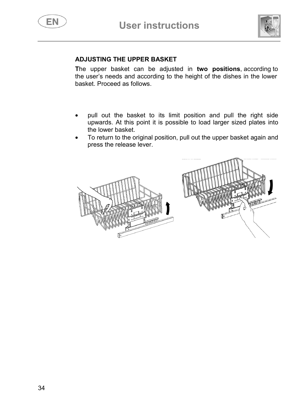 User instructions | Smeg DI614H User Manual | Page 34 / 45