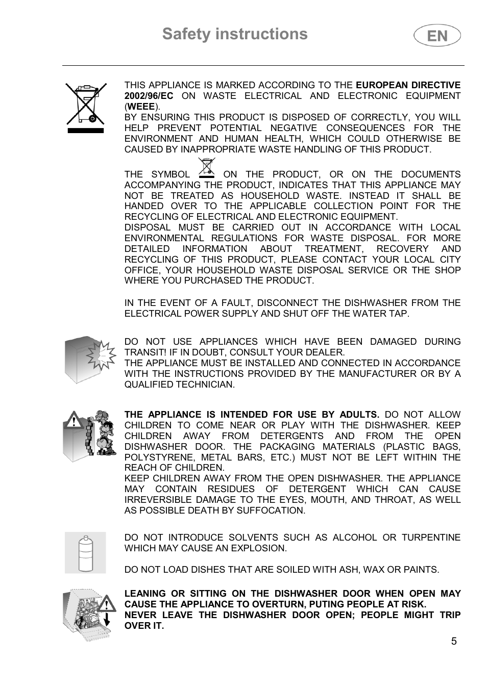 Safety instructions | Smeg DI614H User Manual | Page 5 / 45