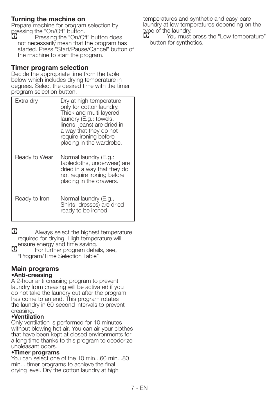 Smeg Tumble Dyer AS 61 E User Manual | Page 7 / 12