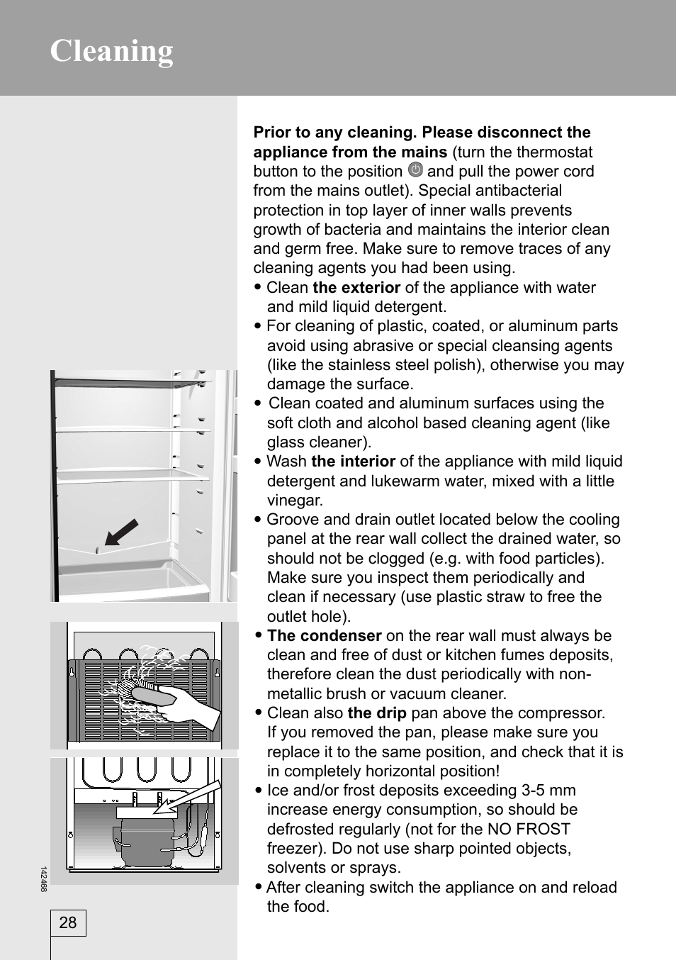 Cleaning | Smeg 142468 User Manual | Page 28 / 31