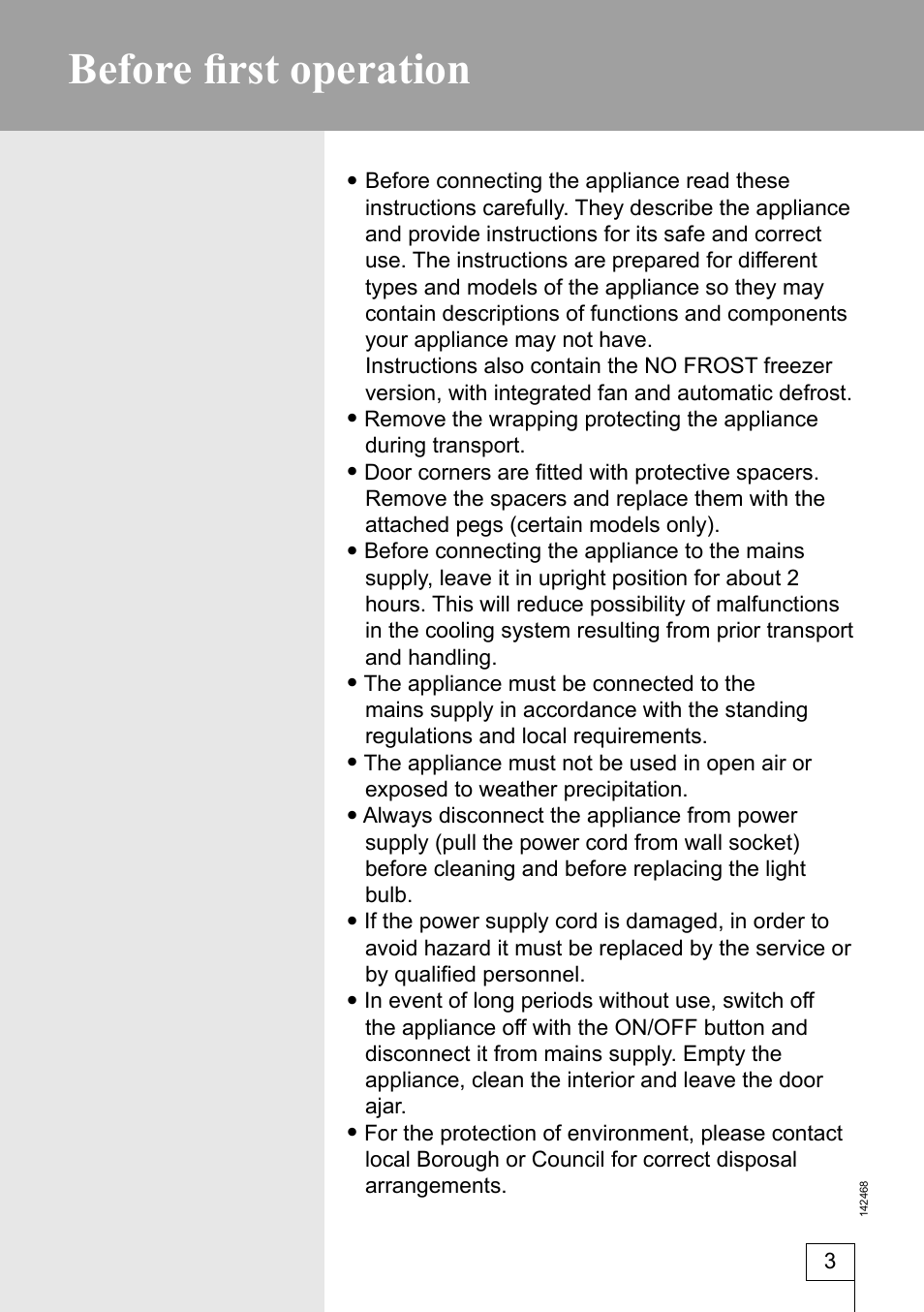 Before fi rst operation | Smeg 142468 User Manual | Page 3 / 31