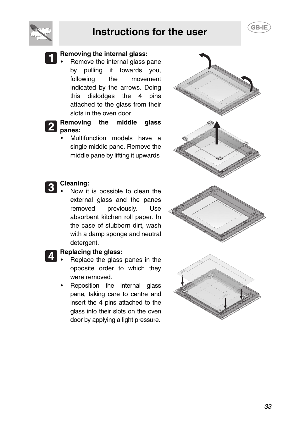 Instructions for the user | Smeg Built-in Microwave Oven User Manual | Page 31 / 35