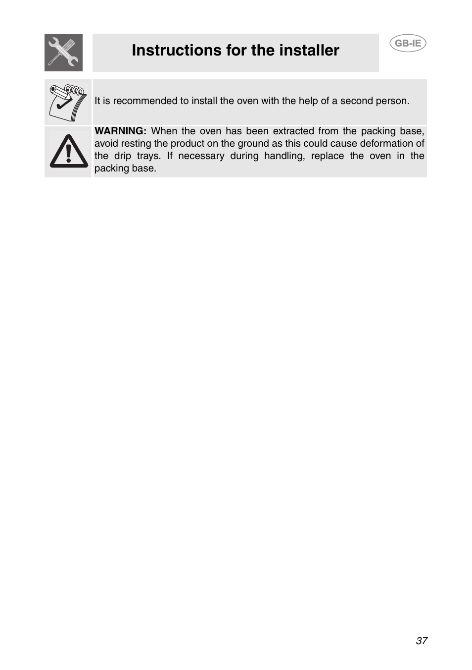 Instructions for the installer | Smeg Built-in Microwave Oven User Manual | Page 35 / 35