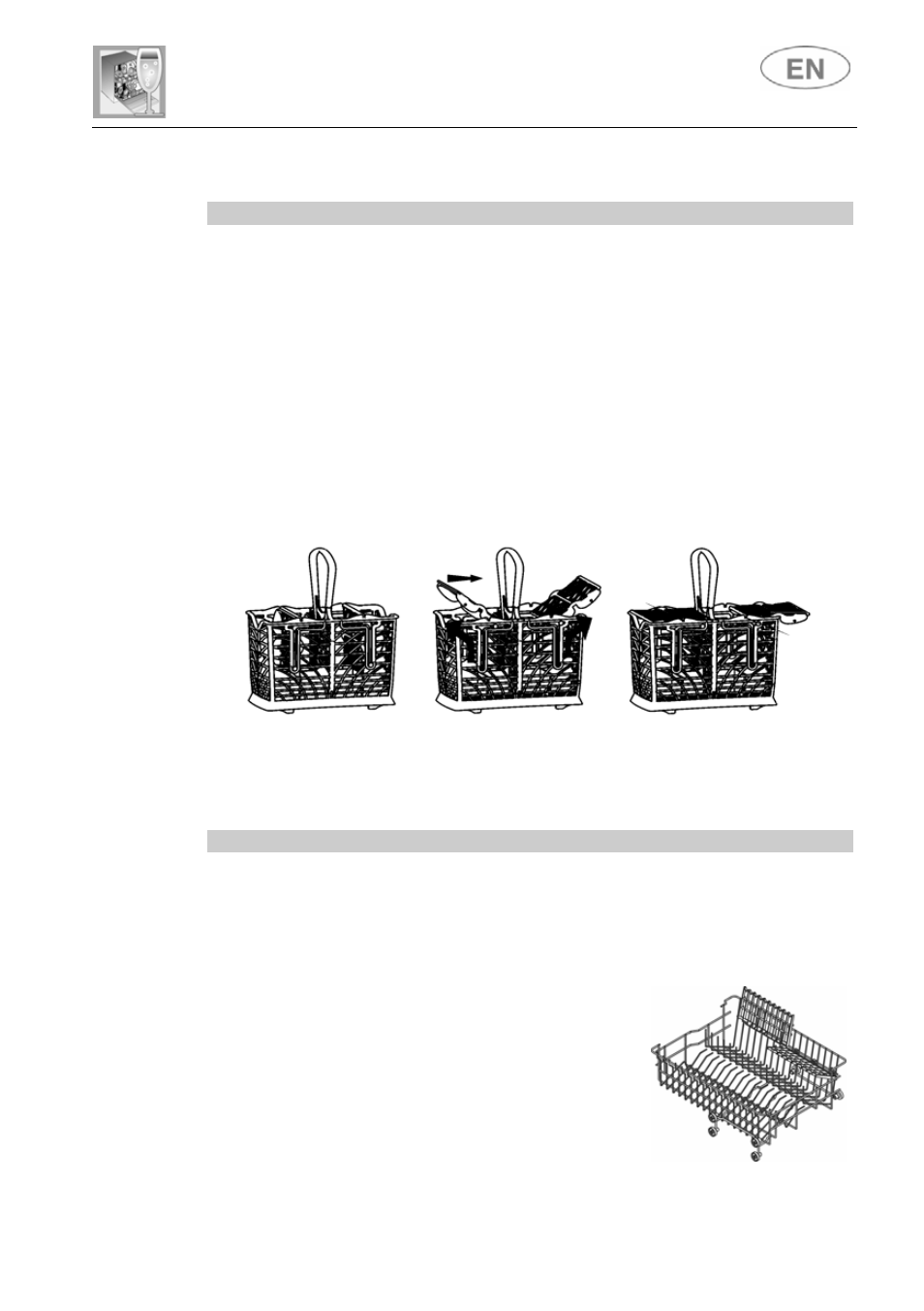 User instructions, Cutlery basket, Upper basket | Smeg DI612A1 User Manual | Page 26 / 37