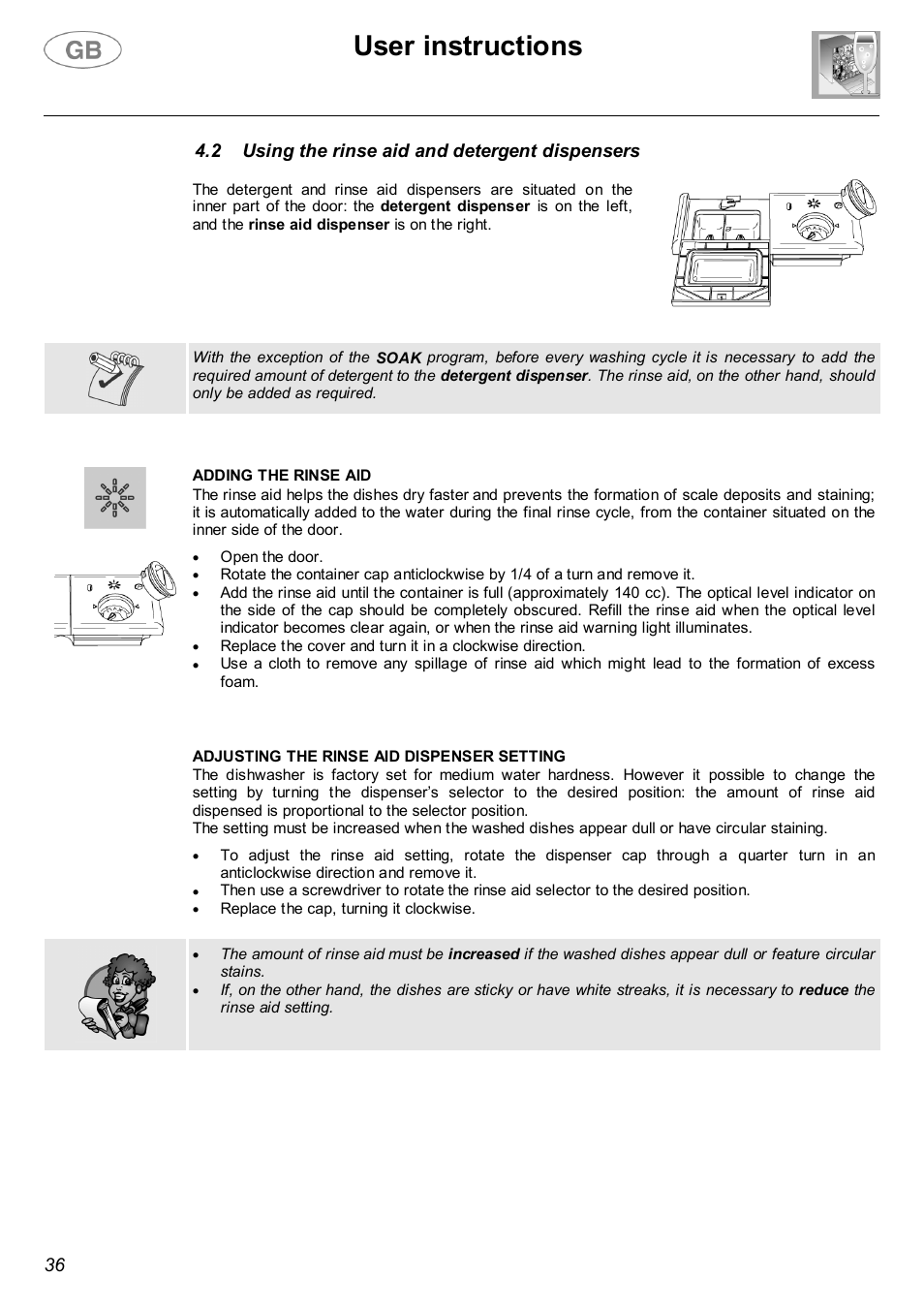 User instructions | Smeg LVF32G User Manual | Page 14 / 26