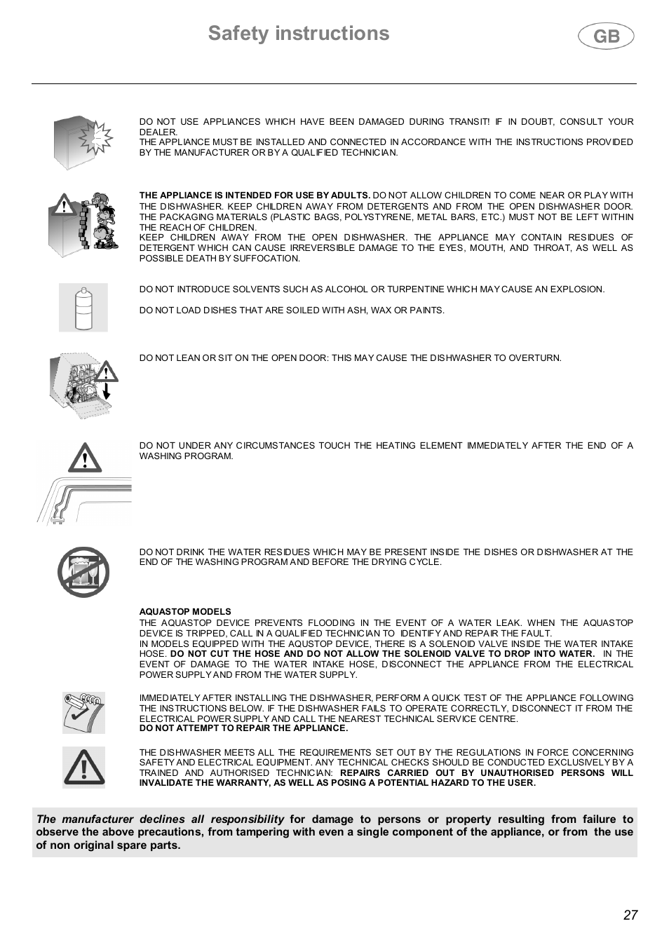 Safety instructions | Smeg LVF32G User Manual | Page 5 / 26