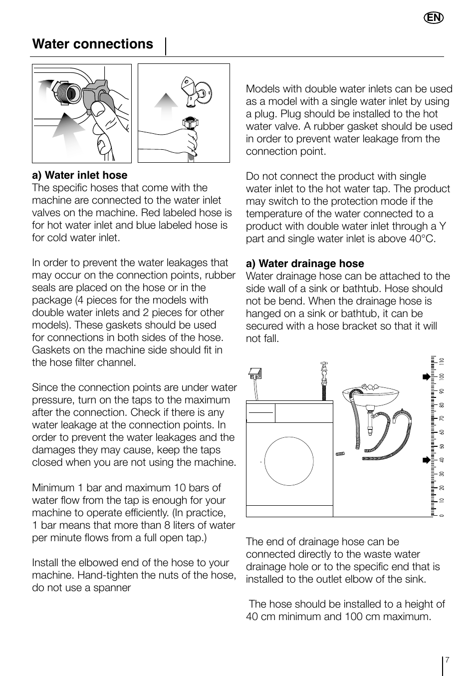 Water connections | Smeg LBS 635 User Manual | Page 7 / 14