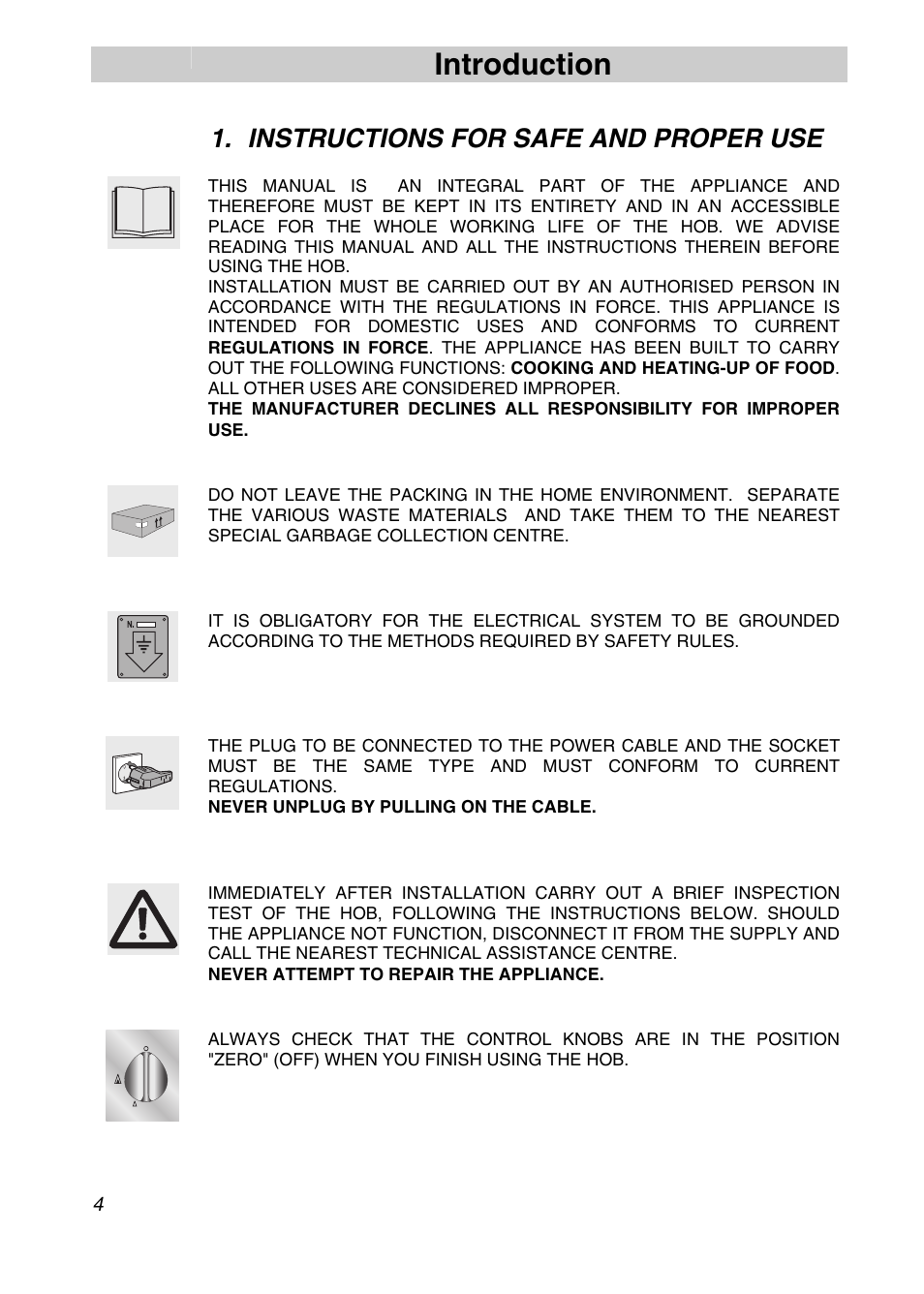 Instructions for safe and proper use, Introduction | Smeg CIR574X User Manual | Page 2 / 20