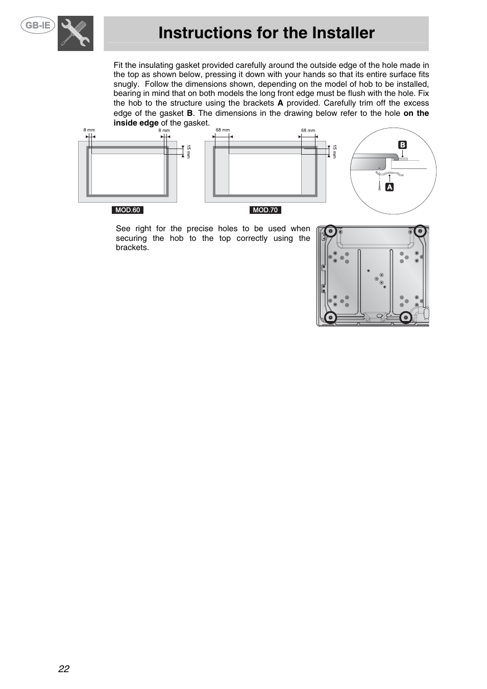 Instructions for the installer | Smeg XXPTS725 User Manual | Page 4 / 15