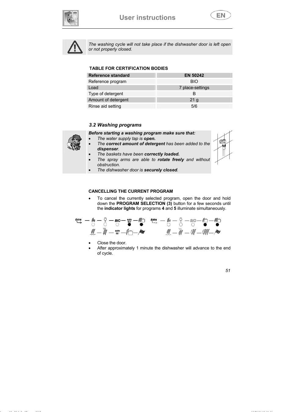 User instructions | Smeg DI607 User Manual | Page 16 / 36
