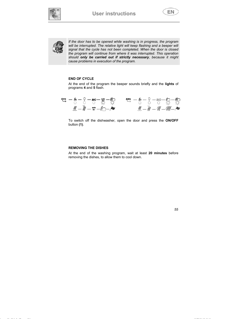 User instructions | Smeg DI607 User Manual | Page 20 / 36