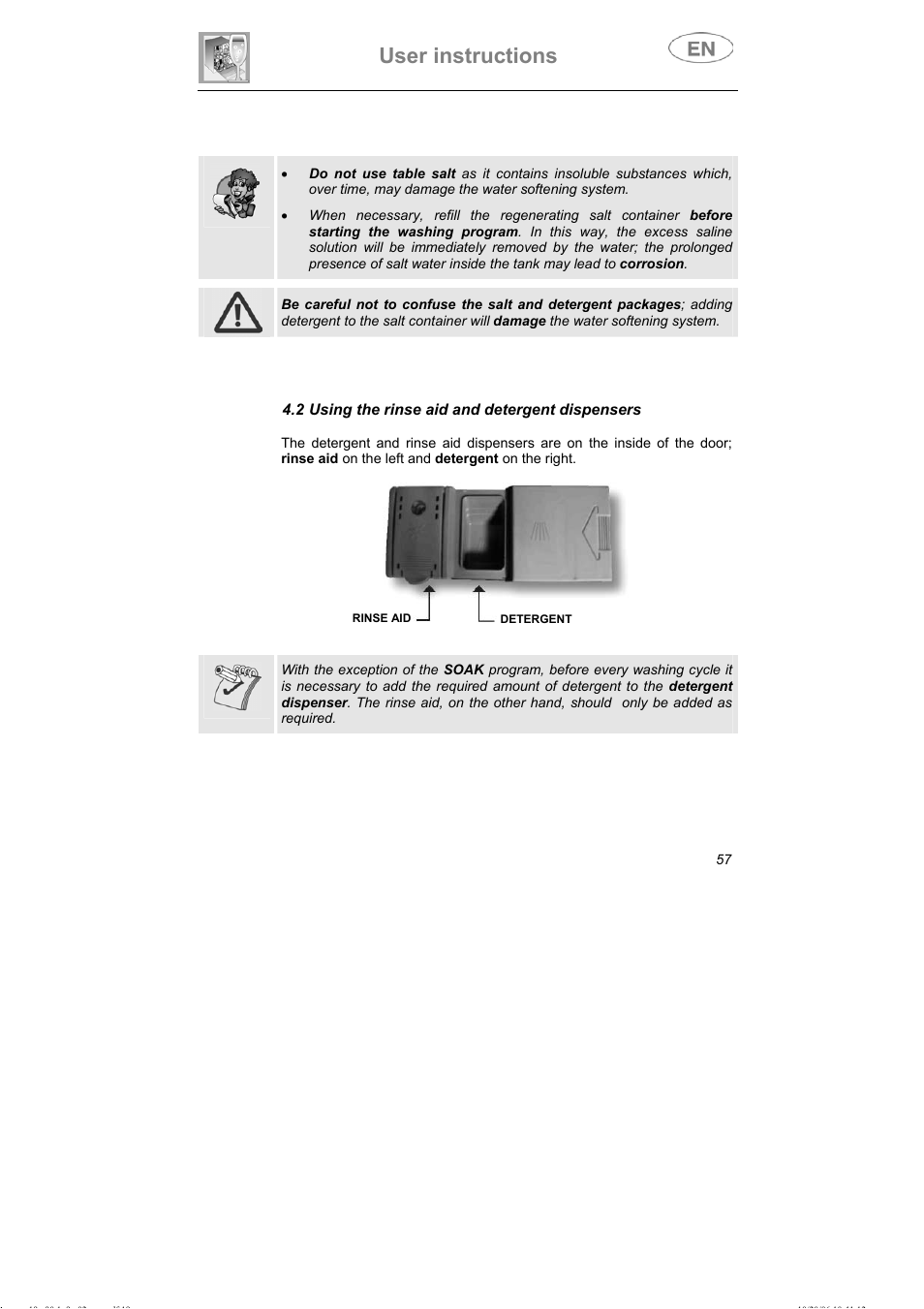 User instructions | Smeg DI607 User Manual | Page 22 / 36