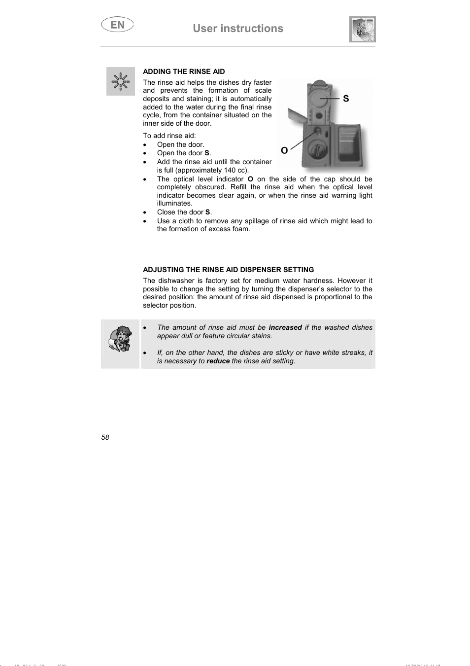 User instructions | Smeg DI607 User Manual | Page 23 / 36