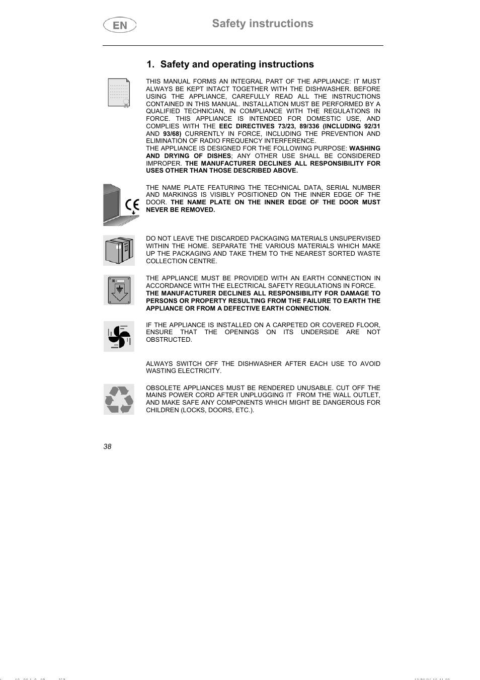 Safety instructions, Safety and operating instructions | Smeg DI607 User Manual | Page 3 / 36