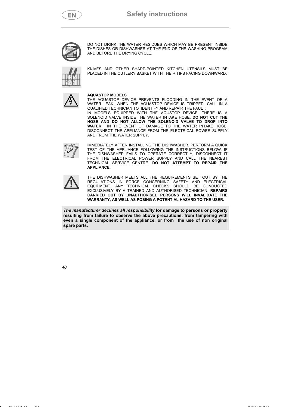 Safety instructions | Smeg DI607 User Manual | Page 5 / 36