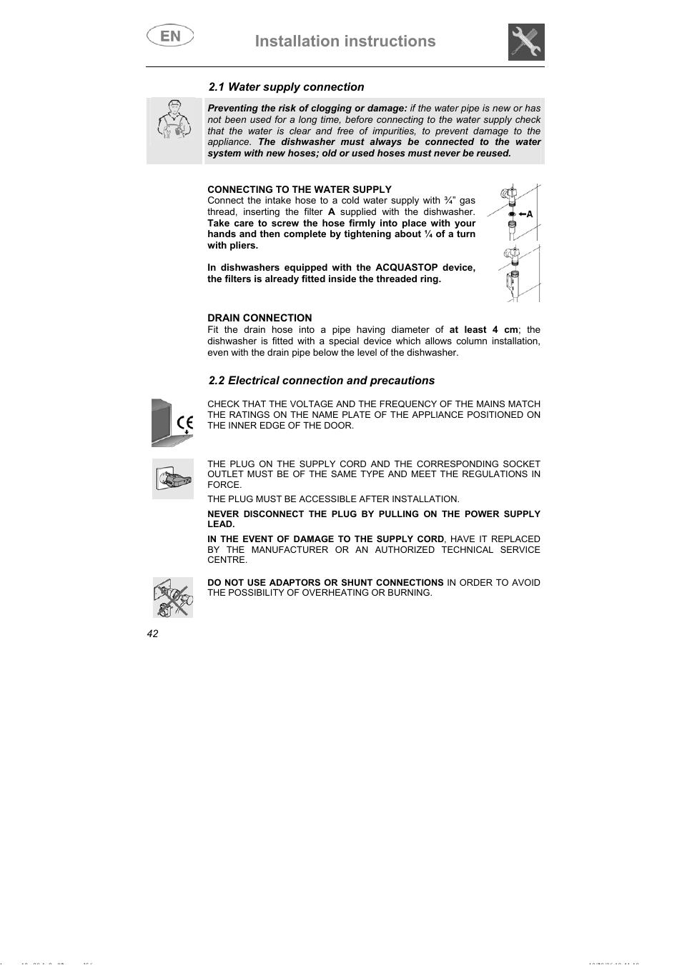 Installation instructions | Smeg DI607 User Manual | Page 7 / 36