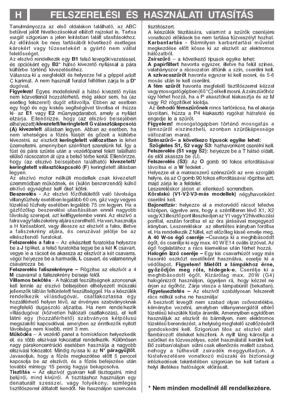 Felszerelési és használati utasítás h | Smeg KSEC70X User Manual | Page 16 / 20