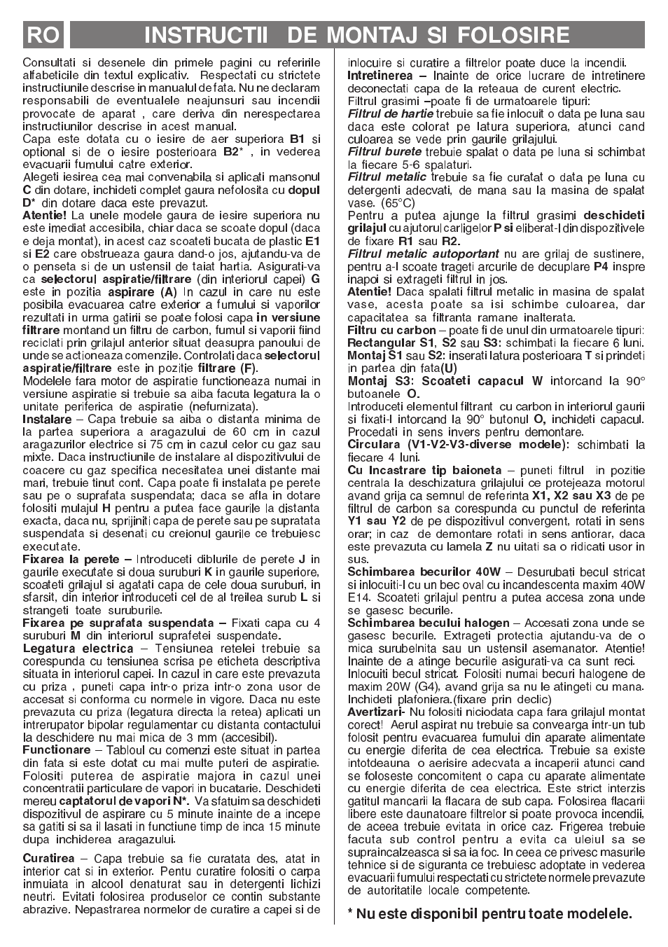 Instructii de montaj si folosire ro | Smeg KSEC70X User Manual | Page 19 / 20