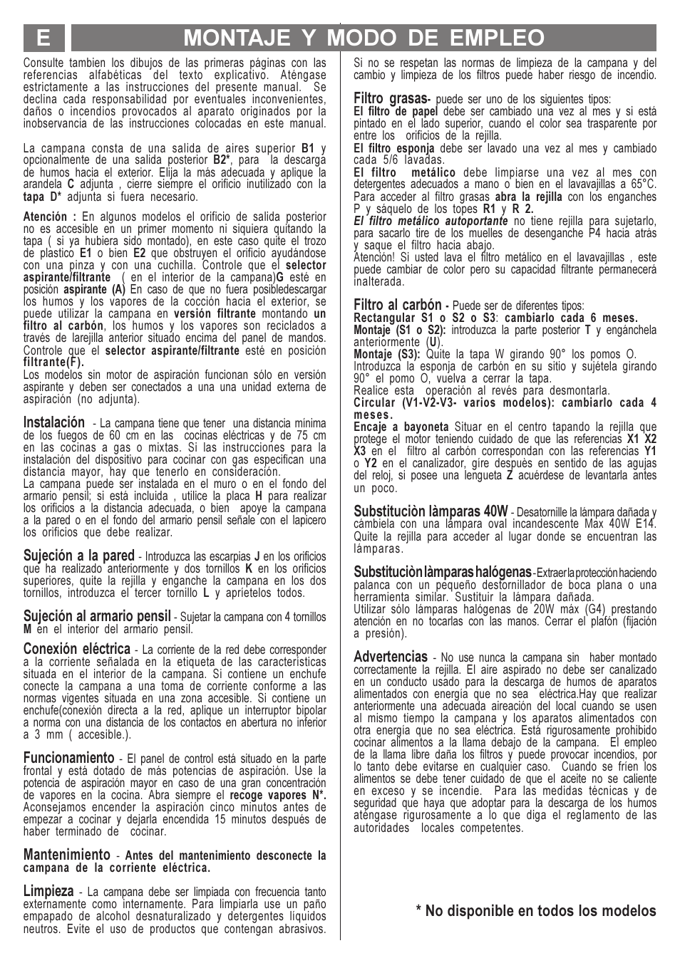 Montaje y modo de empleo e | Smeg KSEC70X User Manual | Page 5 / 20