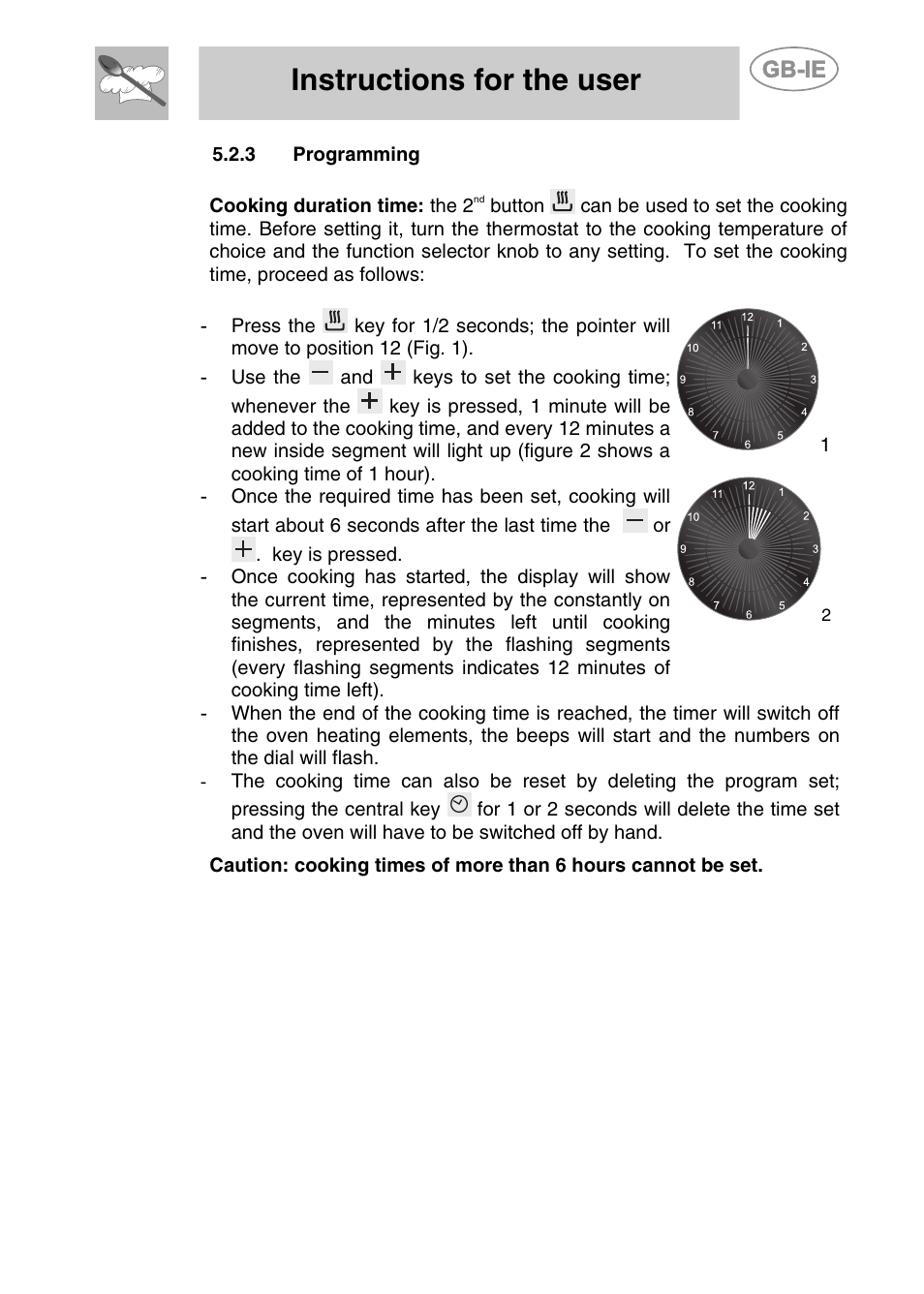 3 programming, Instructions for the user | Smeg CS71-5 User Manual | Page 13 / 26