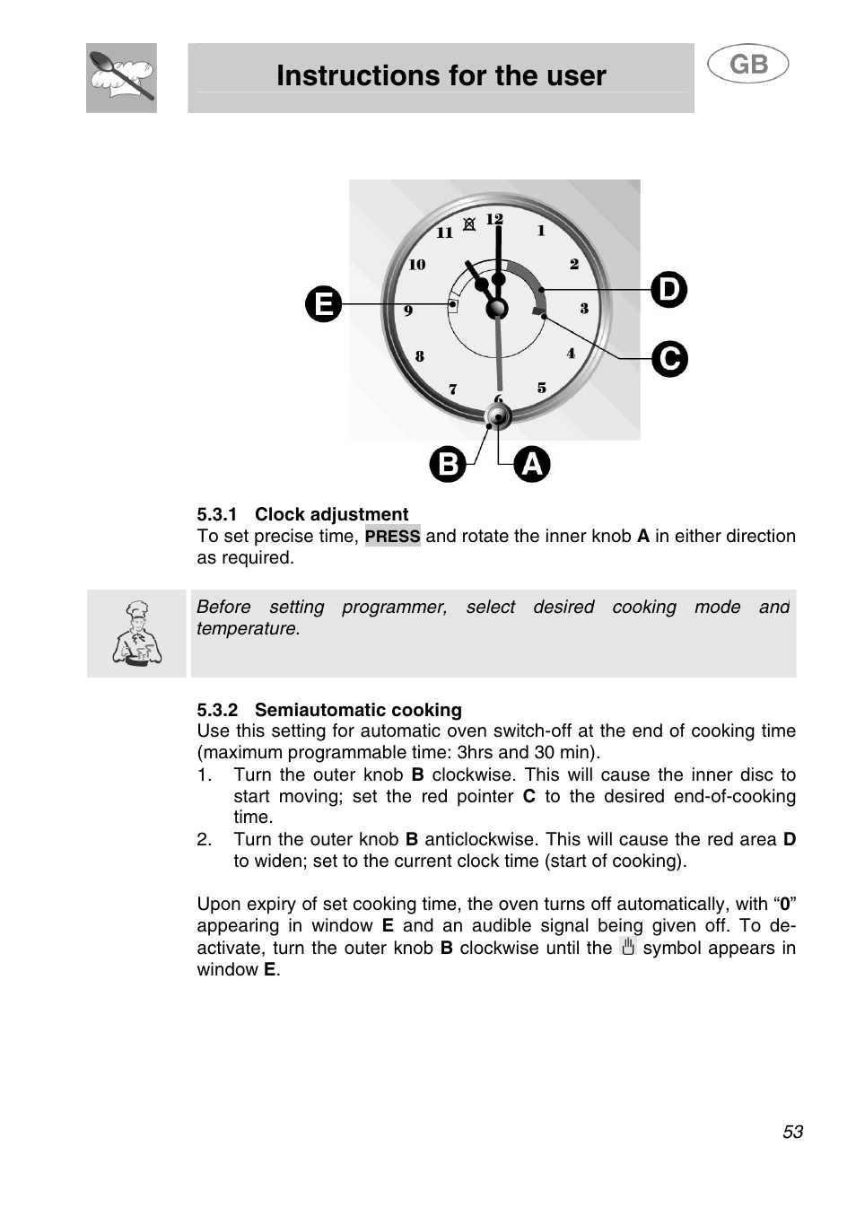 Instructions for the user, 3 analog programmer | Smeg A1.1K User Manual | Page 19 / 35