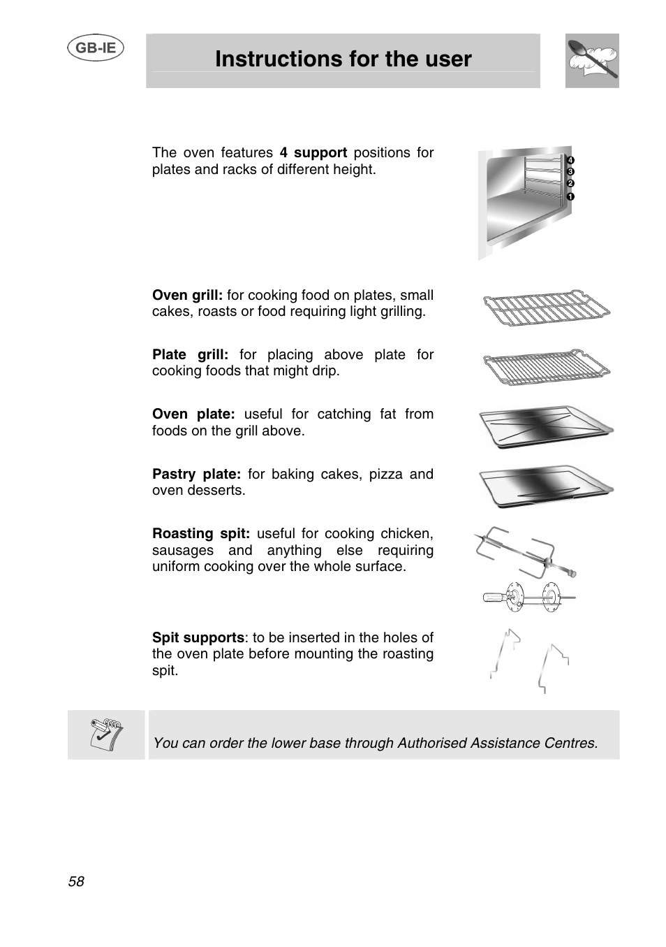 Instructions for the user, Available accessories | Smeg A1.1K User Manual | Page 24 / 35