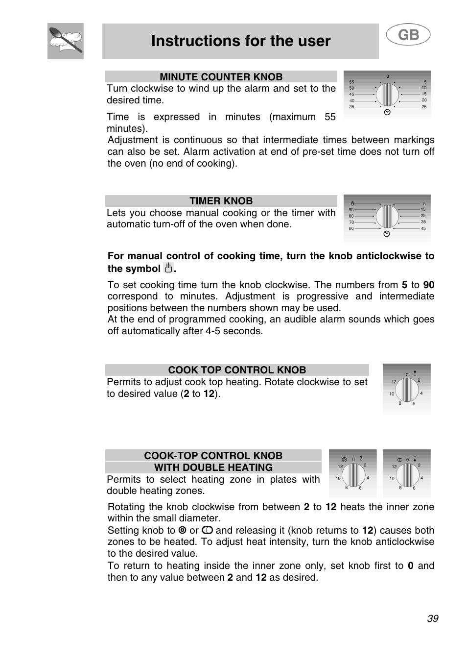 Instructions for the user | Smeg SA280X User Manual | Page 11 / 26