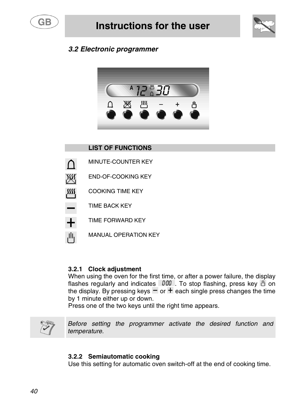 Instructions for the user | Smeg SA280X User Manual | Page 12 / 26