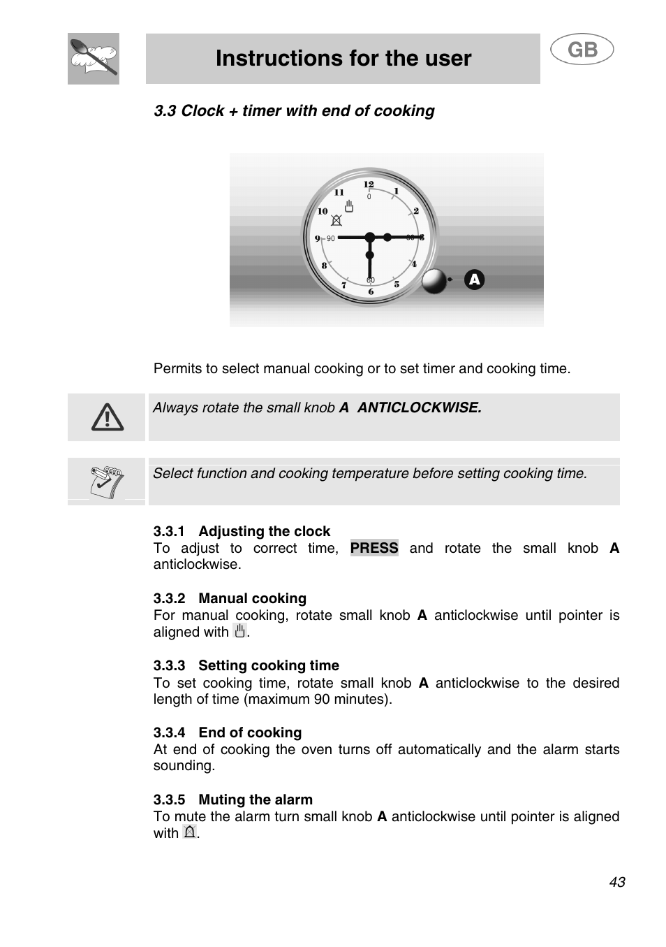 Instructions for the user | Smeg SA280X User Manual | Page 15 / 26