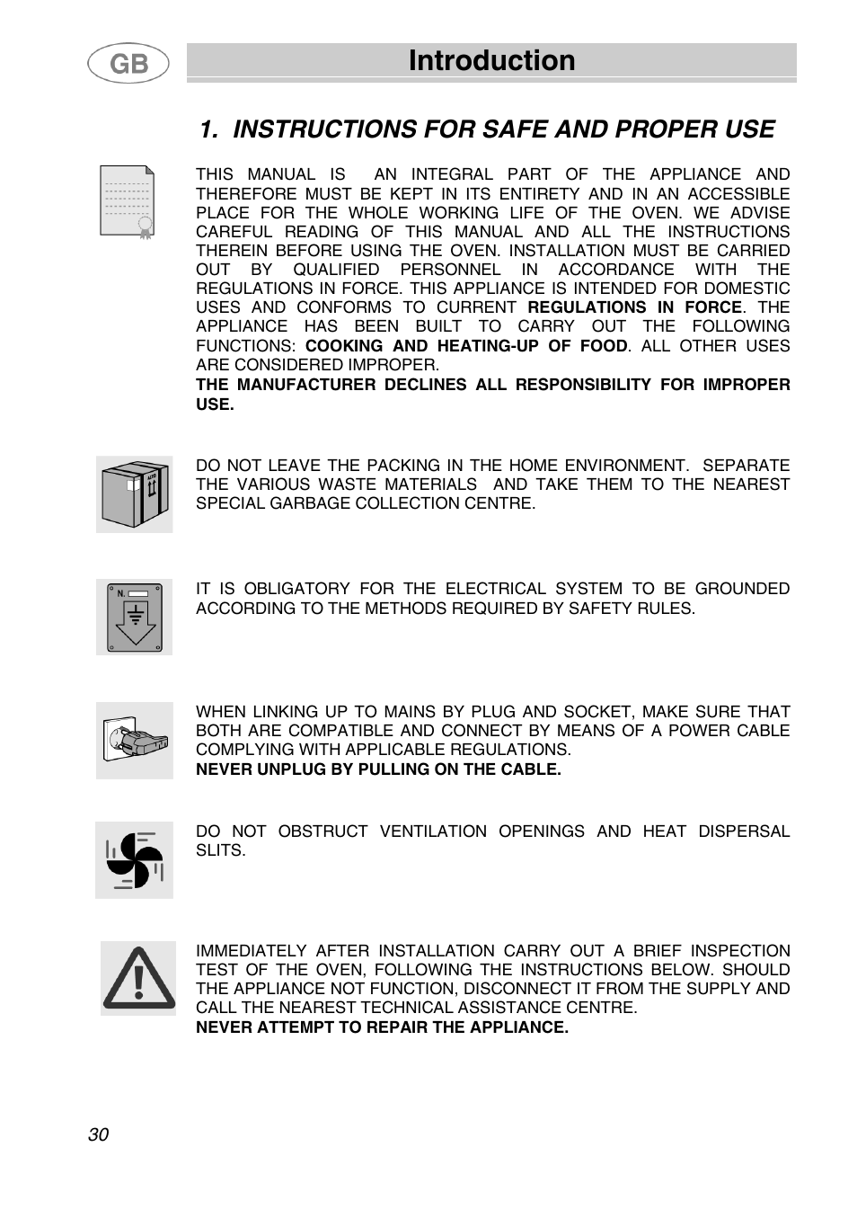 Introduction, Instructions for safe and proper use | Smeg SA280X User Manual | Page 2 / 26