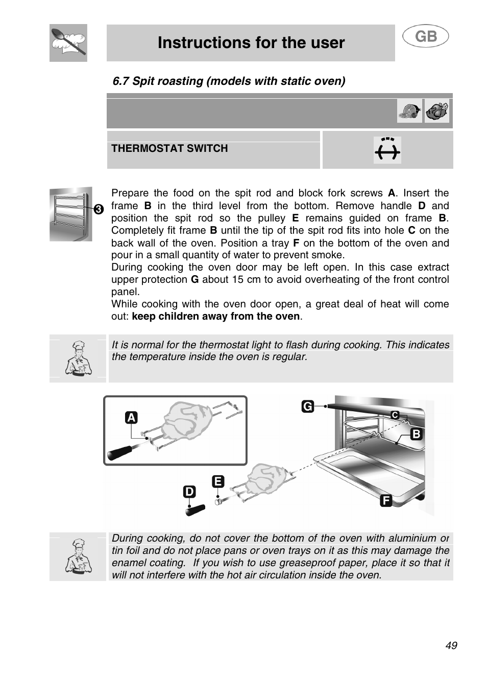 Instructions for the user | Smeg SA280X User Manual | Page 21 / 26