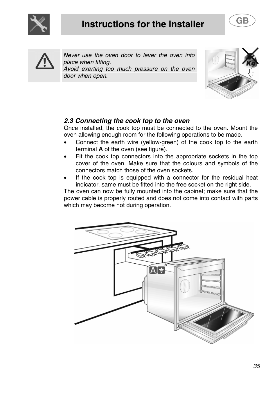 Instructions for the installer | Smeg SA280X User Manual | Page 7 / 26