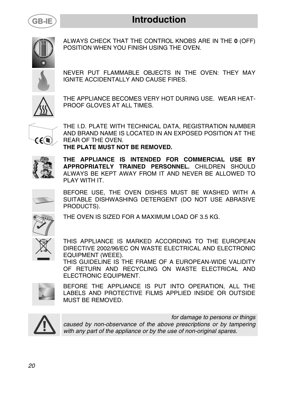 Introduction | Smeg ALFA31XE User Manual | Page 3 / 15