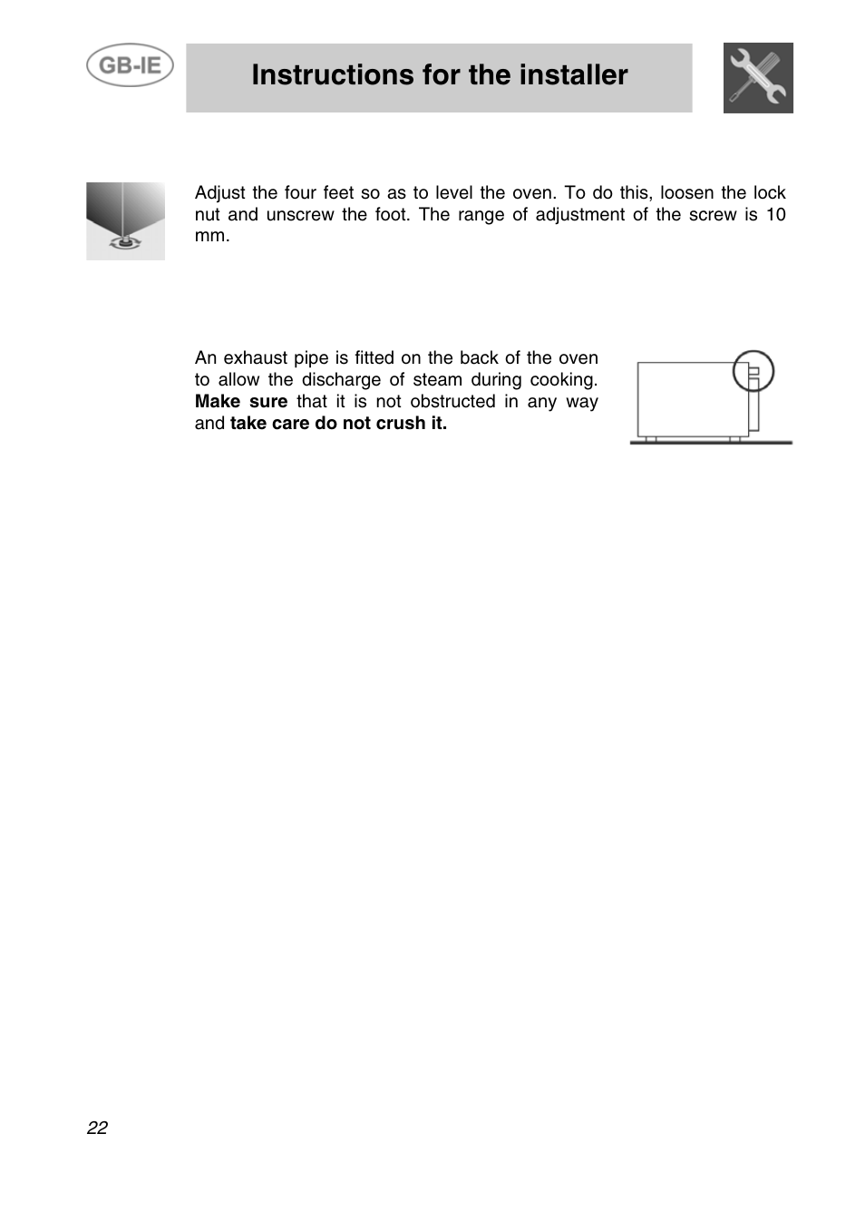 Instructions for the installer | Smeg ALFA31XE User Manual | Page 5 / 15