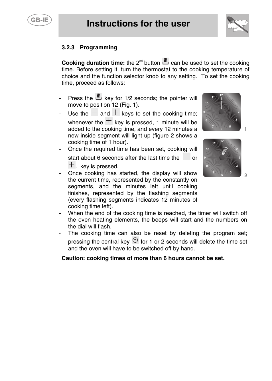 3 programming, Instructions for the user | Smeg S108X-5 User Manual | Page 12 / 24