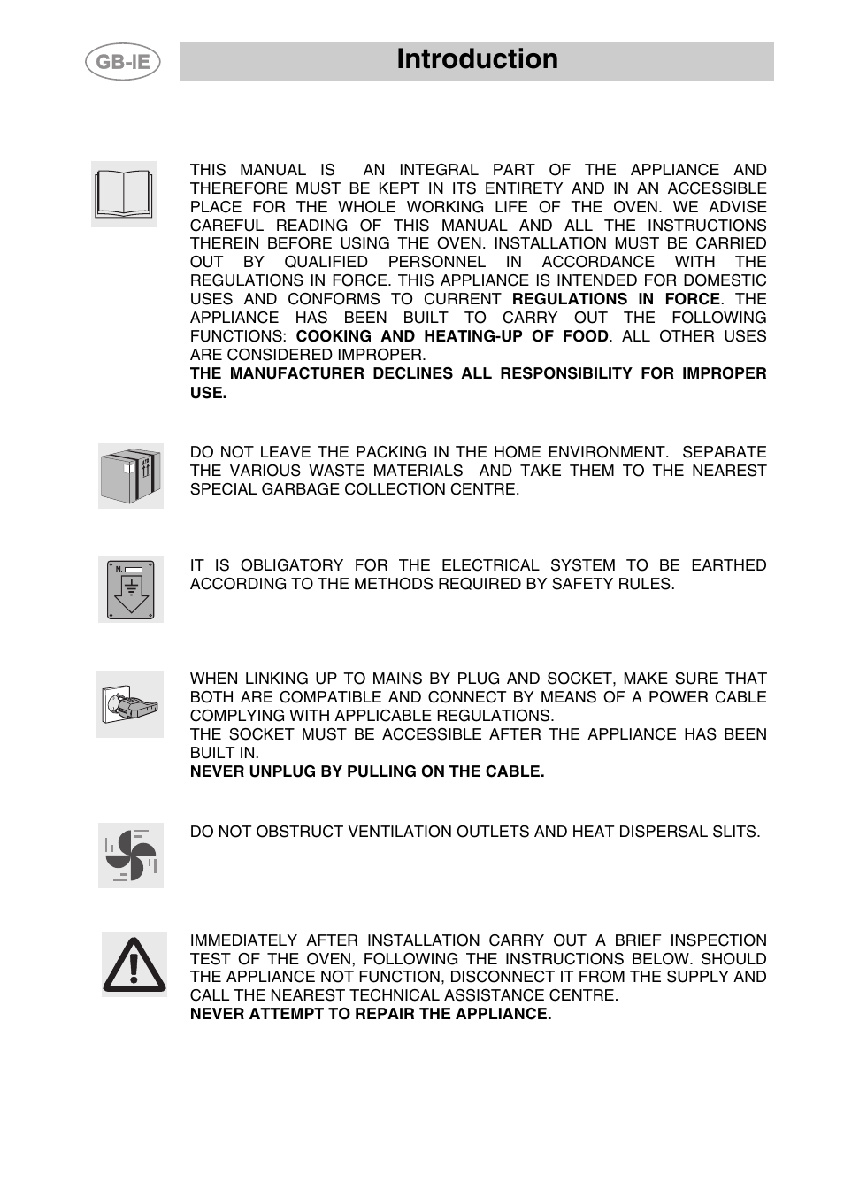 Instructions for safe and proper use, Introduction | Smeg S108X-5 User Manual | Page 2 / 24