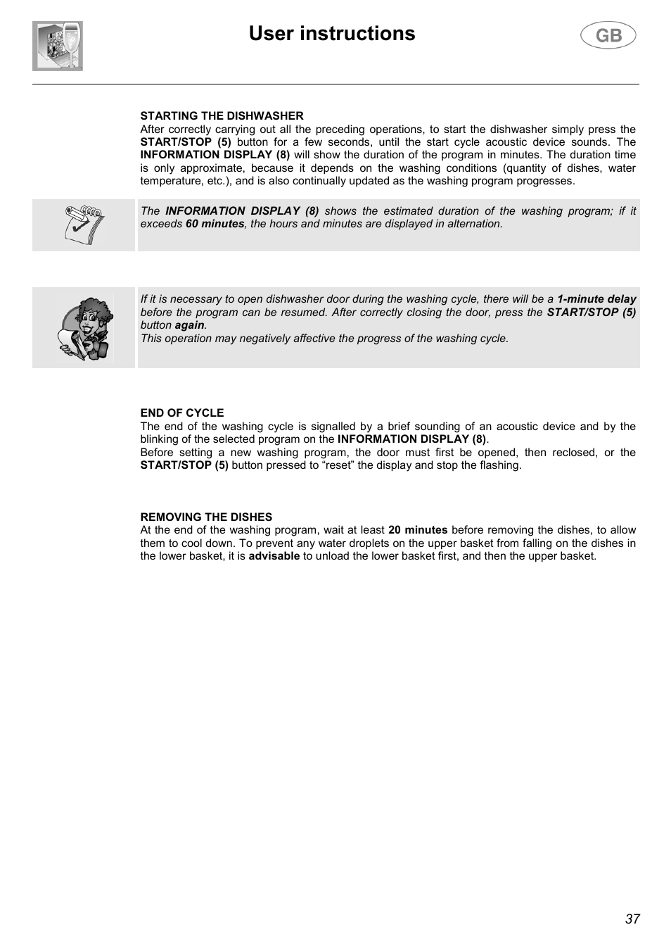 User instructions | Smeg DWD1E User Manual | Page 12 / 28