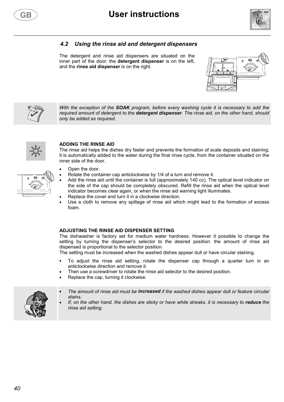 User instructions | Smeg DWD1E User Manual | Page 15 / 28