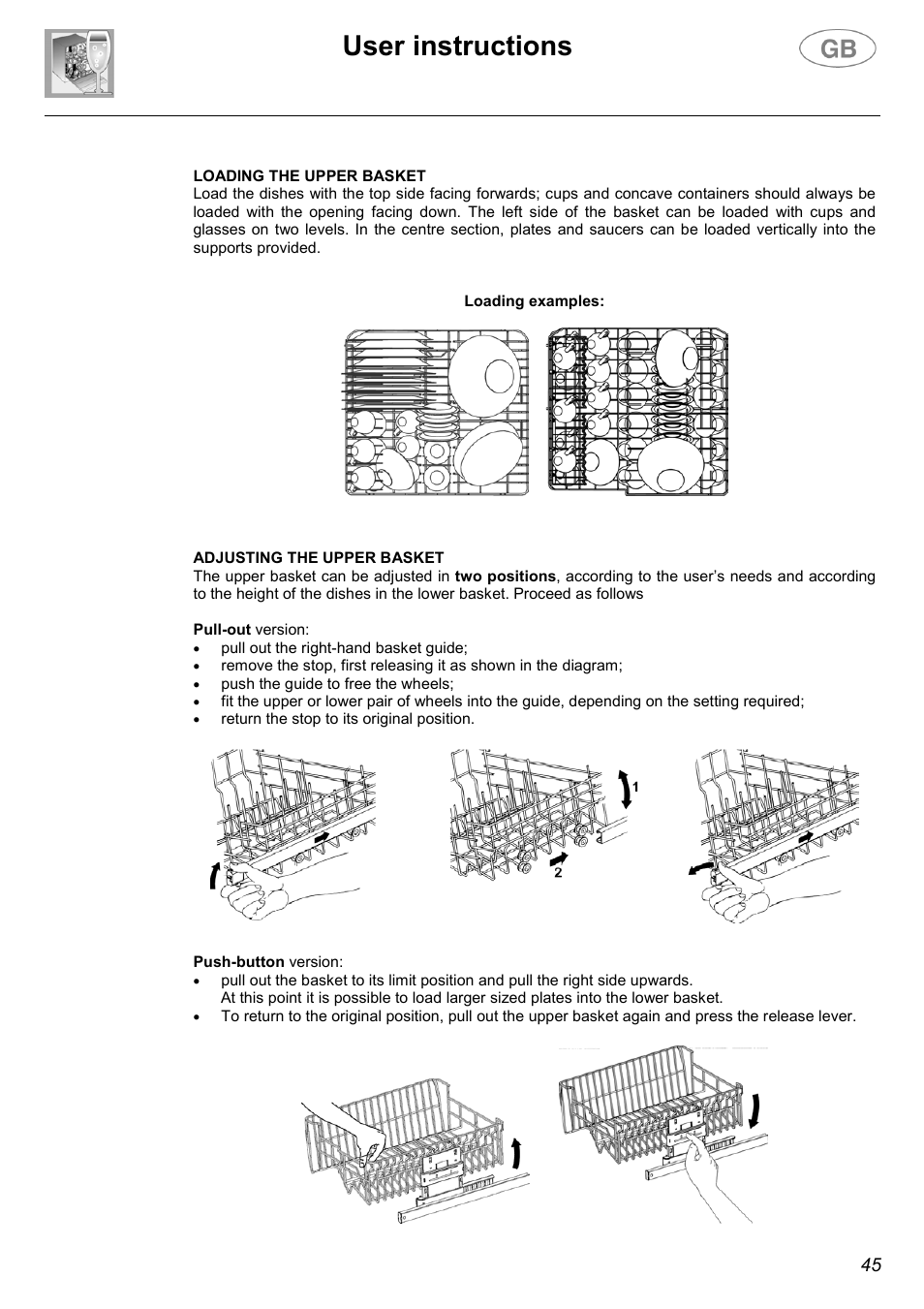 User instructions | Smeg DWD1E User Manual | Page 20 / 28