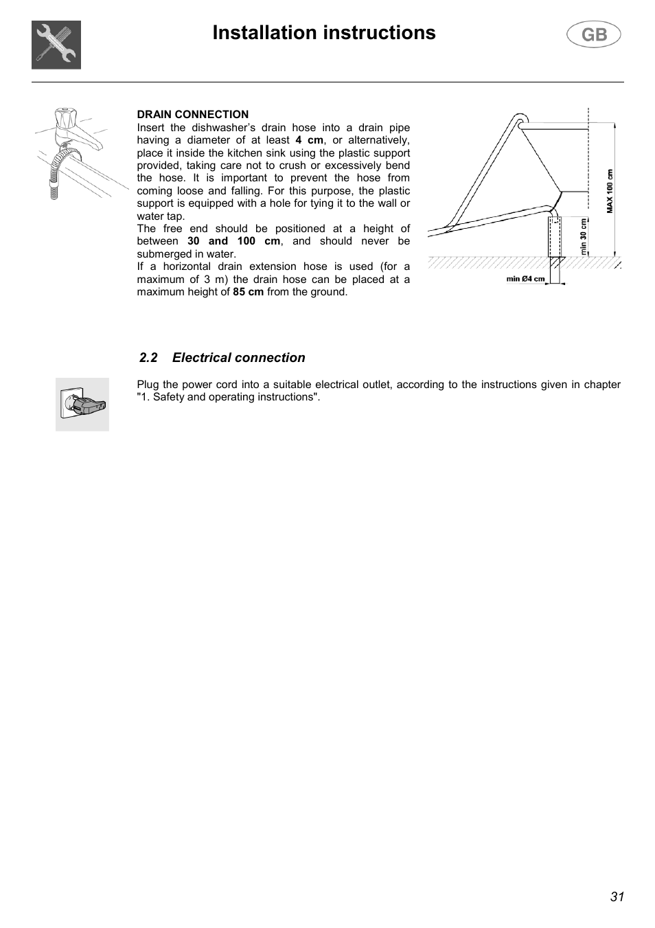 Installation instructions | Smeg DWD1E User Manual | Page 6 / 28