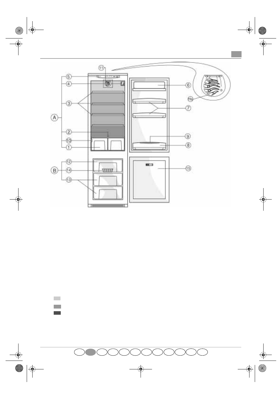 Cb 18m/2c/fan product sheet, A. refrigerator compartment, B. freezer compartment | Smeg CR327AV1 User Manual | Page 11 / 12