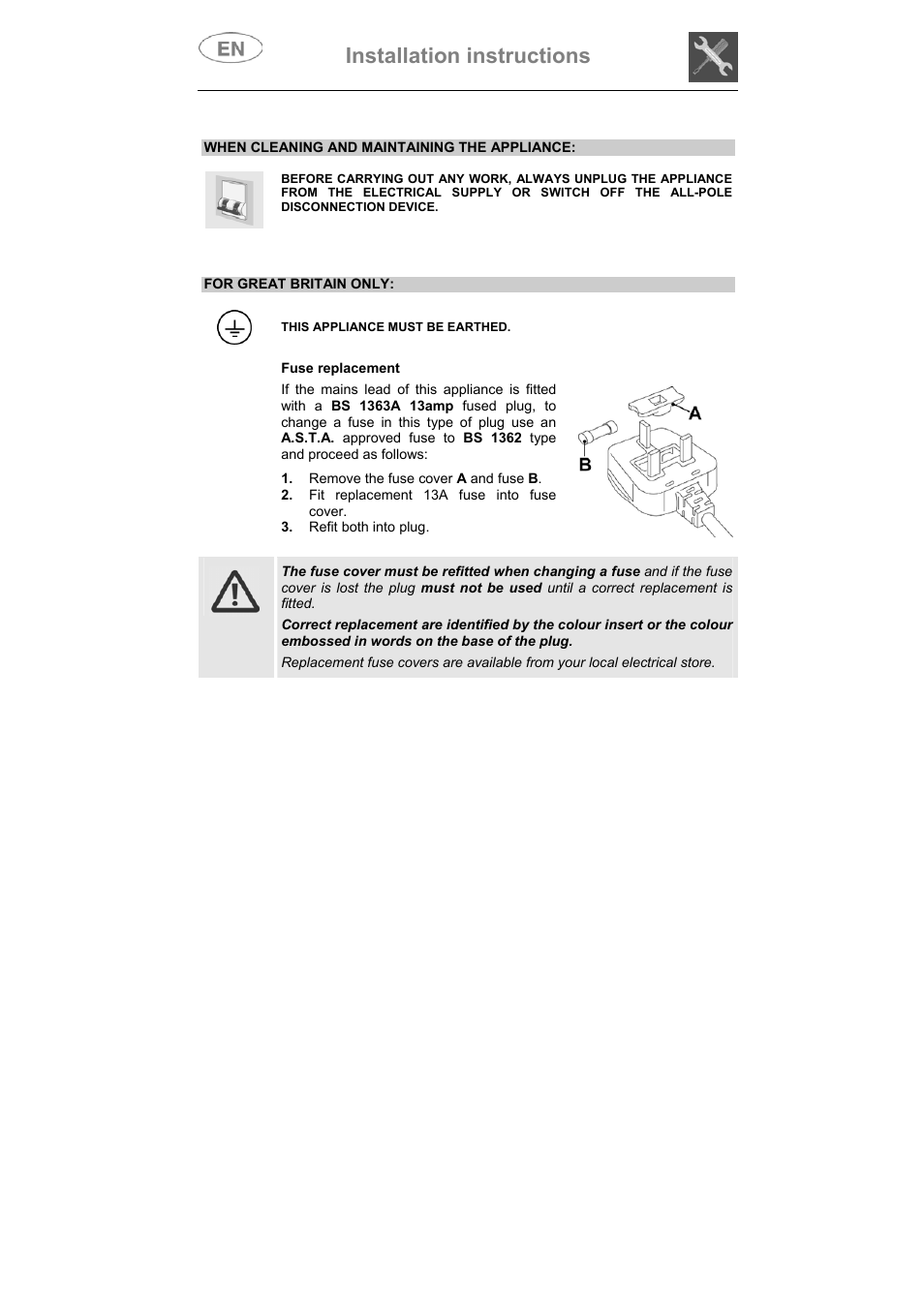 Installation instructions | Smeg DI612CAH User Manual | Page 19 / 36