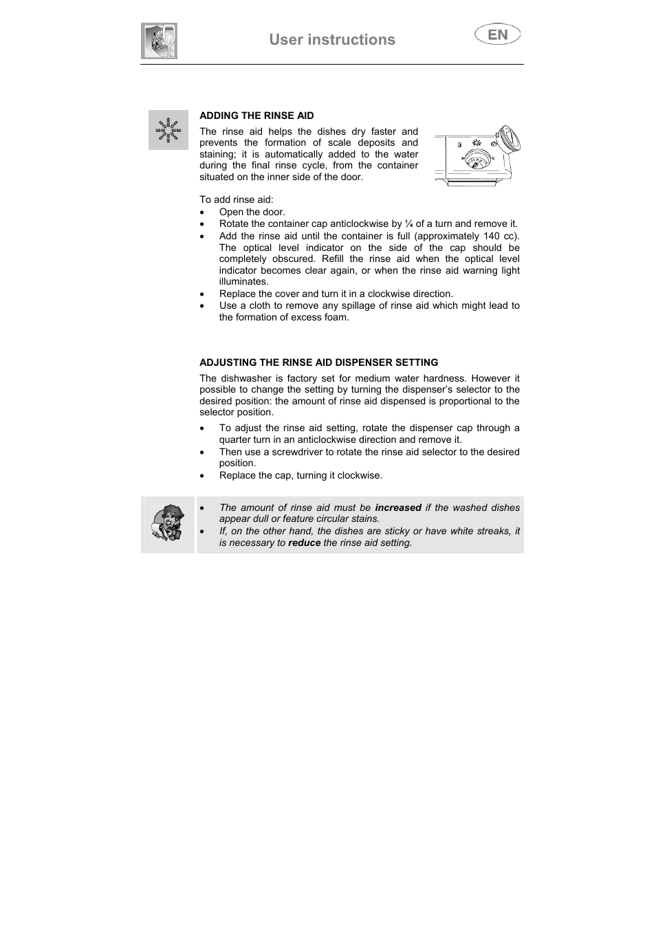 User instructions | Smeg DI612CAH User Manual | Page 22 / 36