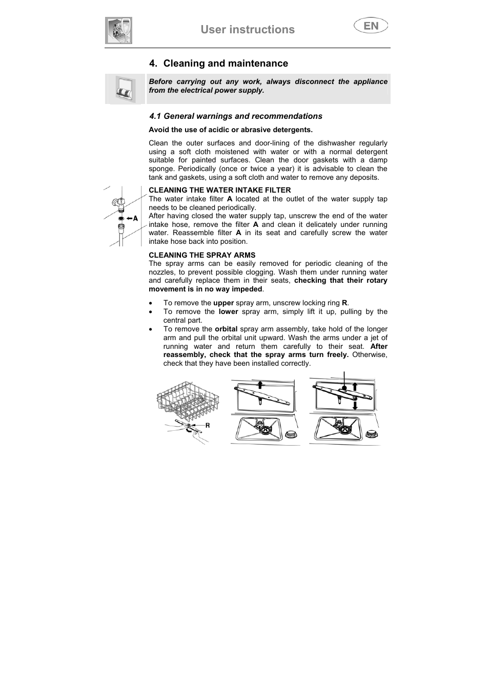 User instructions, Cleaning and maintenance | Smeg DI612CAH User Manual | Page 32 / 36