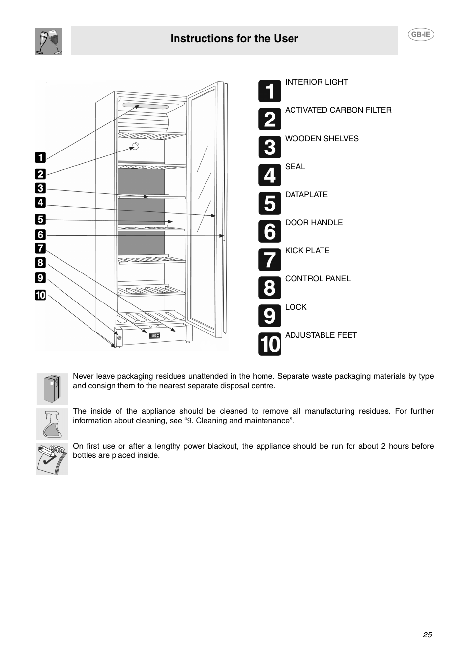 Getting to know your appliance, Before installation, Instructions for the user | Smeg GB-IE User Manual | Page 7 / 16