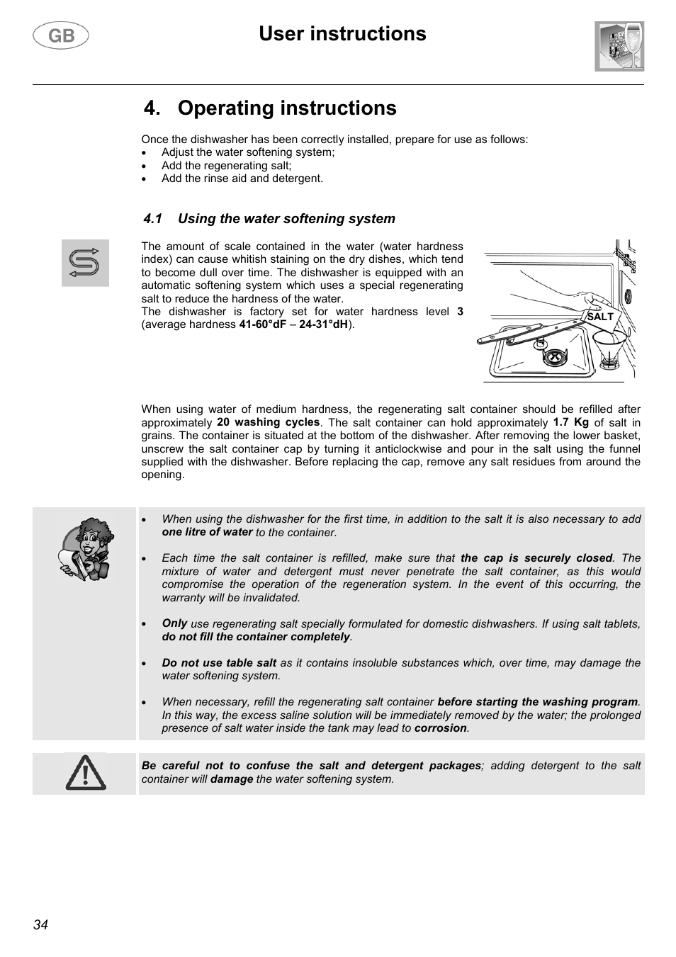 User instructions, Operating instructions | Smeg EL05 User Manual | Page 11 / 25