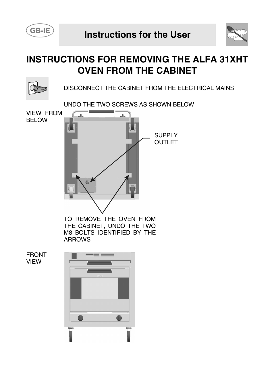 Instructions for the user | Smeg ALFA 31XHT User Manual | Page 2 / 4