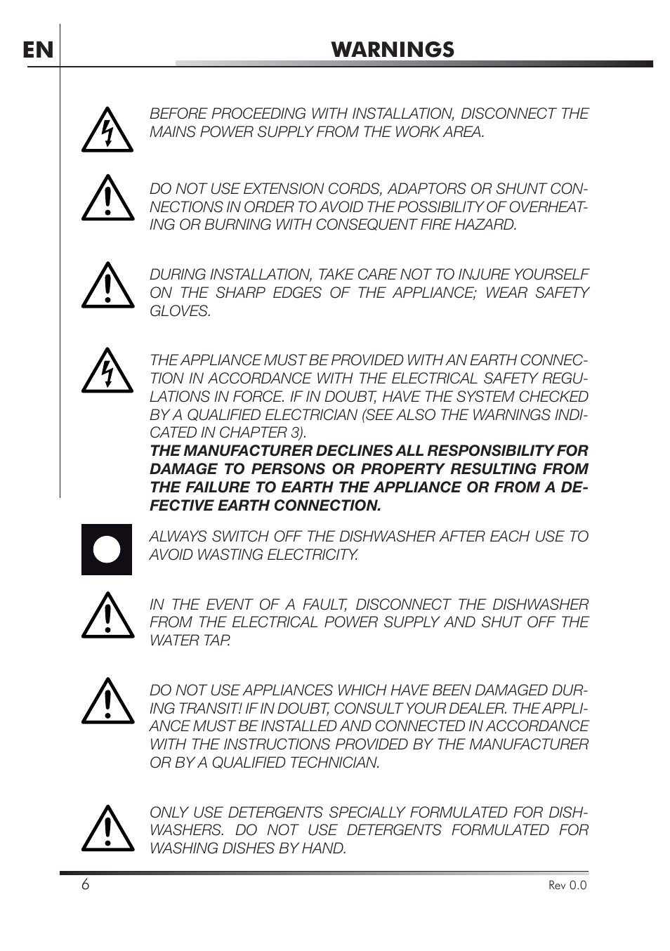 Warnings | Smeg STA4645 User Manual | Page 23 / 93