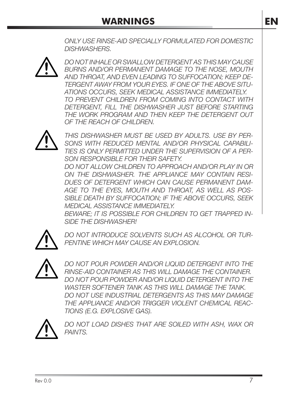 Warnings | Smeg STA4645 User Manual | Page 24 / 93